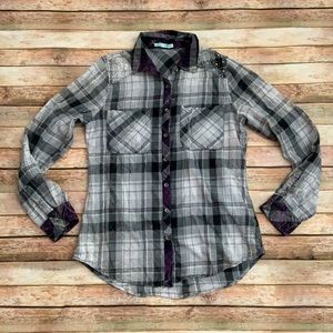 Maurices Distressed Plaid Shirt